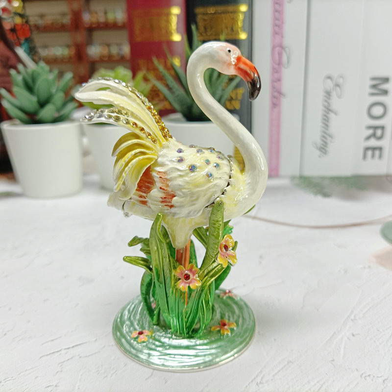 福厚1014火烈鸟合金动物首饰盒摆件