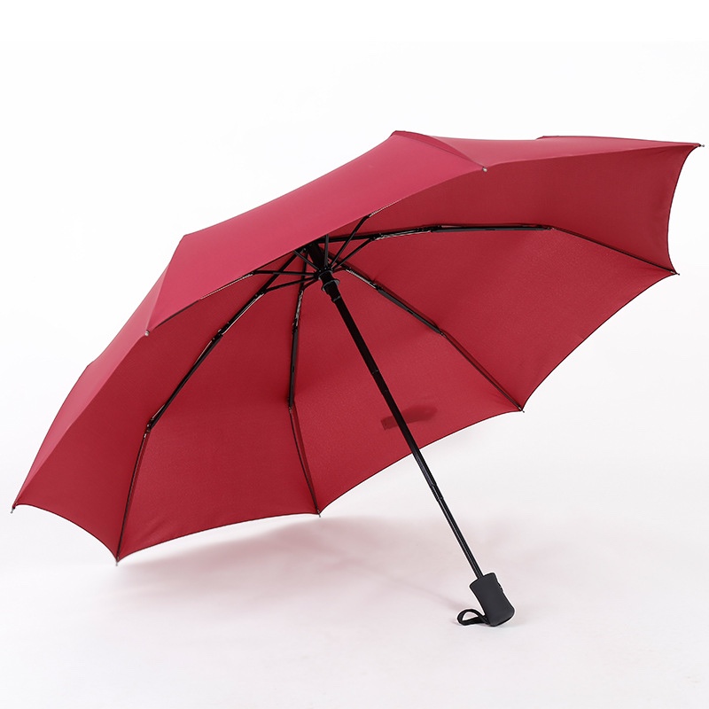 全自动8骨雨伞三折叠8K晴雨伞商务纯色广告雨伞定制logo