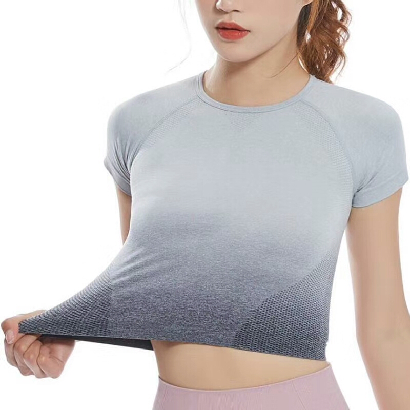 欧美跨境电商爆款瑜伽服健身服短袖吊染工艺速干套装