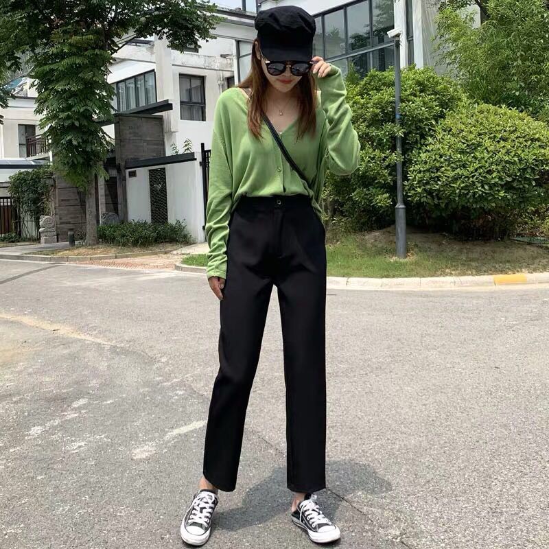 直筒休闲裤阔腿裤女高腰西装裤垂感女裤