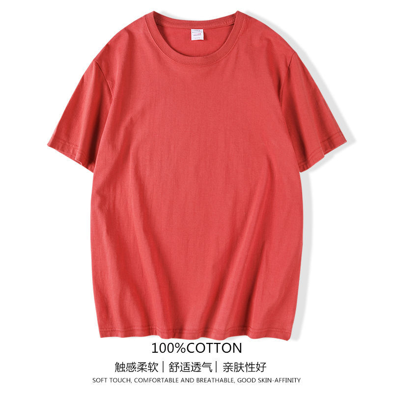 夏季 外贸男装水洗磨毛纯棉面料男士纯色圆领短袖T恤男欧美单t恤8